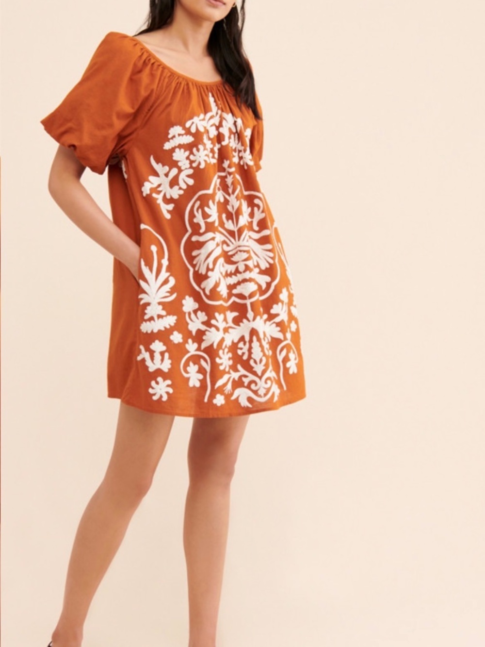 Free People Fiona Embroidered Mini Dress size XS